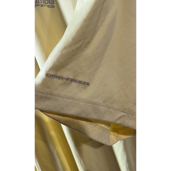 COLUMBIA GOLF Polo OMNI-FREEZE ZERO SNAP XL Shirt Buttons Yellow Sweat Activated - Picture 3 of 4
